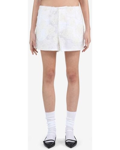 N°21 Shorts in Pizzo Floreale - Bianco