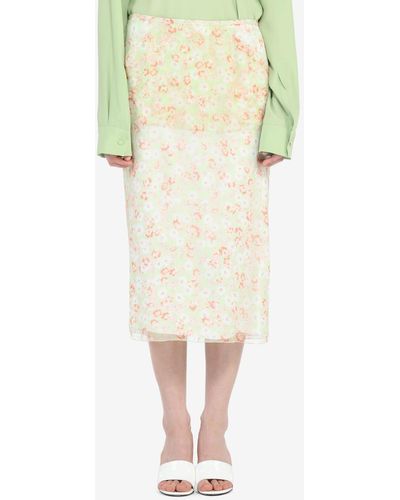 N°21 Floral-print Silk Skirt - Natural