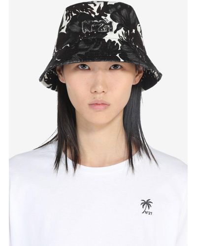 N°21 Floral-print Bucket Hat - Black