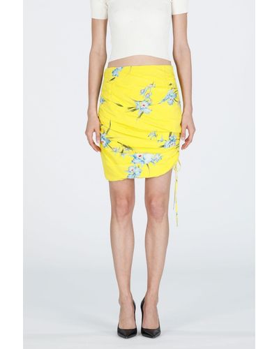 N°21 Floral-print Asymmetric Mini Skirt - Yellow