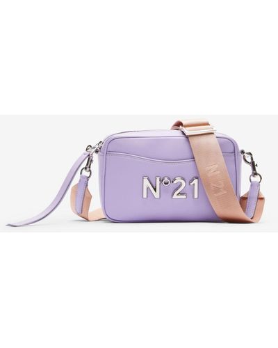 N°21 Sac à bandoulière en cuir à plaque logo - Violet