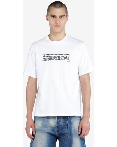 N°21 T-shirt con Slogan - Bianco