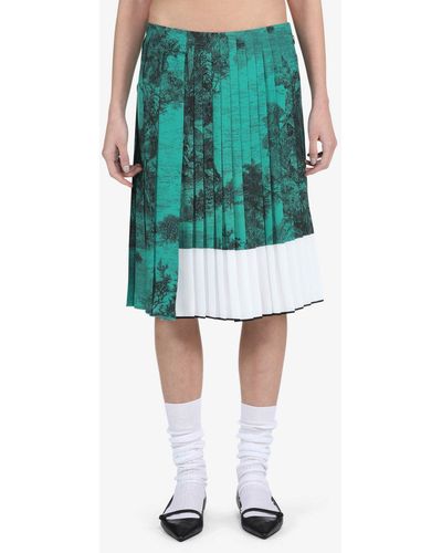 N°21 Landscape-print Pleated Skirt - Green
