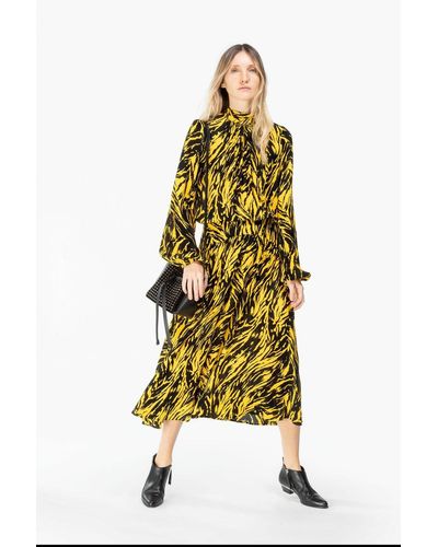 N°21 Yellow Zebra-print Midi Dress
