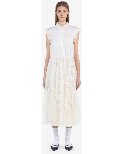 N°21 Floral-embroidered Shirt Dress - White