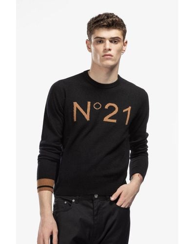 N°21 Logo-intarsia Virgin-wool Sweater - Black