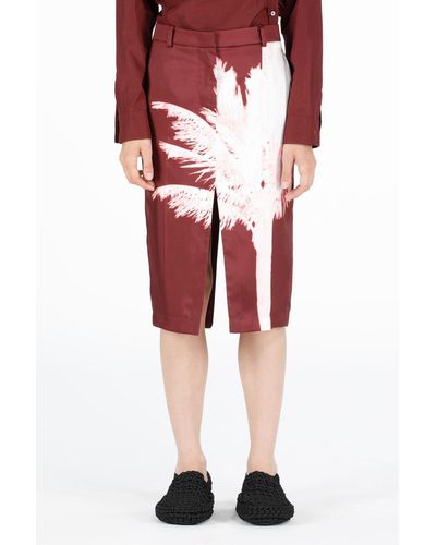 N°21 Palm Tree-print Pencil Skirt - Red