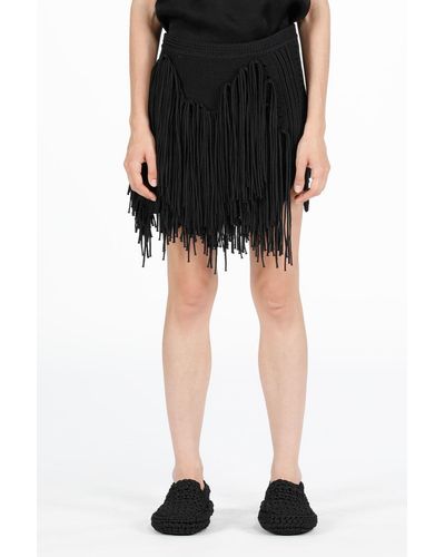 N°21 Fringed Knitted Mini Skirt - Black