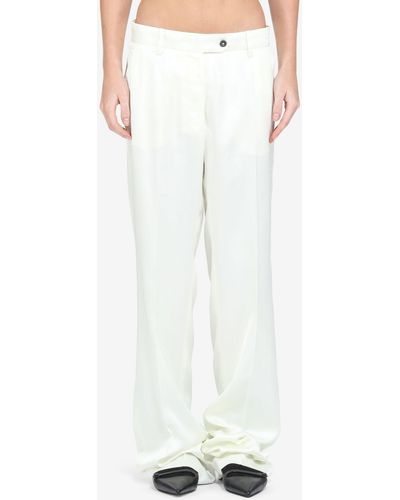 N°21 Pantaloni in Raso con Pinces - Bianco