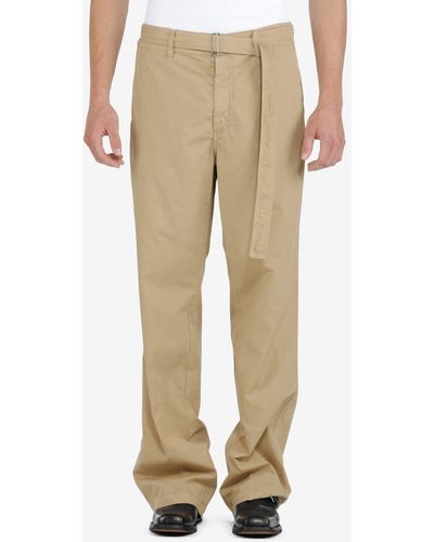 N°21 Belted Straight-leg Cotton Pants - Natural