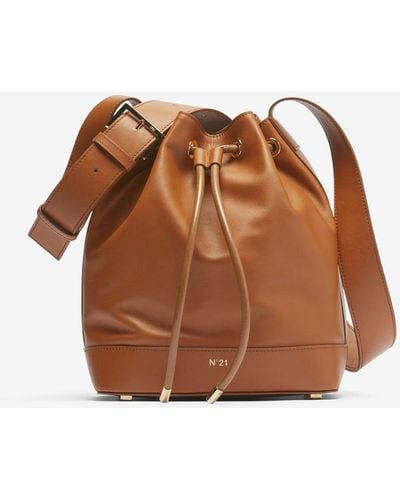 N°21 Leather Bucket Bag - Brown