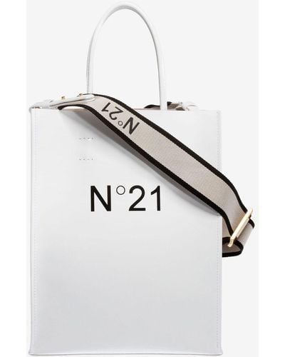 N°21 Small Logo-print Shopper - White