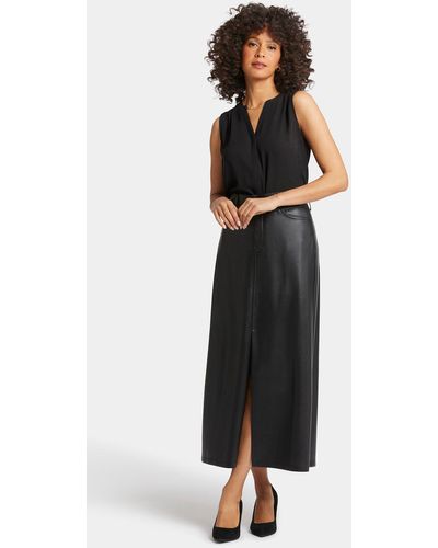 NYDJ Vegan Stretch High Rise Long Skirt In Black