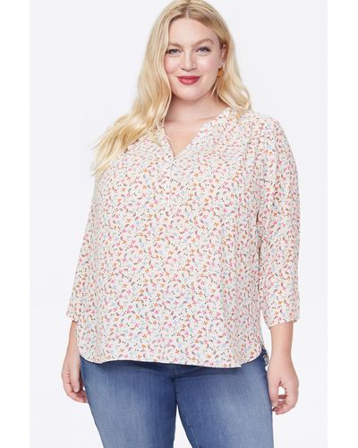 NYDJ The Perfect Blouse In Lauderdale Ditsy - Blue