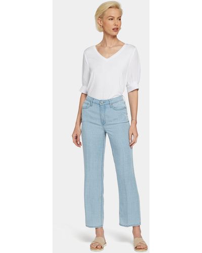 NYDJ Relaxed Straight Ankle Jeans In Summerville Stripes - Blue