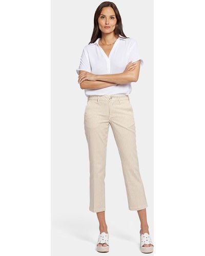 NYDJ Straight Ankle Pants In Sunbird Stripe - Natural