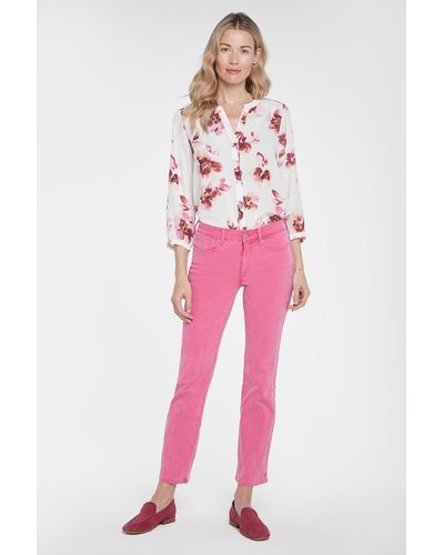 NYDJ Marilyn Straight Ankle Jeans In Pink Peony