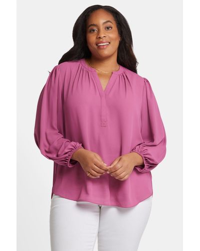 NYDJ Puff Sleeve Popover Top - Red