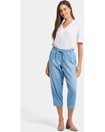 NYDJ Relaxed Drawstring Cargo Pull-on Pants In Riviera Sky - Blue