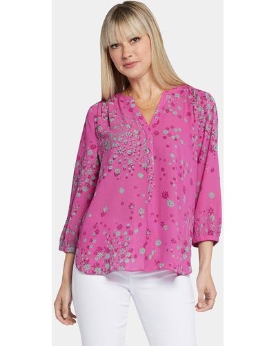 NYDJ Pintuck Blouse In Salome - Blue