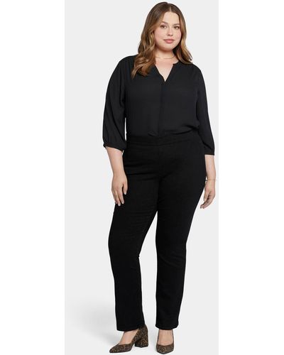 NYDJ Bailey Relaxed Straight Pull-on Jeans - Black