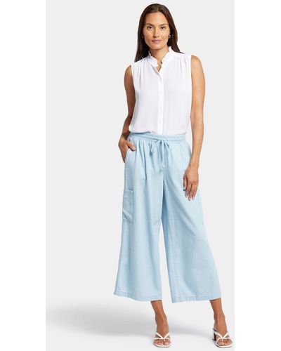 NYDJ Whitney Crop Pull-on Cargo Pants In Oceanfront - Blue