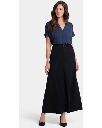 NYDJ 5 Pocket Maxi Skirt In Overdye Black - Blue