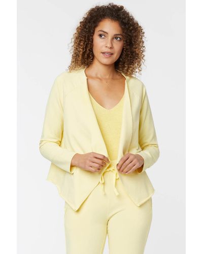 NYDJ Open Front Sweatshirt Jacket In Yellow Daisy - Blue