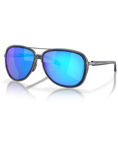 Oakley Oo4129 Split Time Metal Aviator Sunglasses - Blue