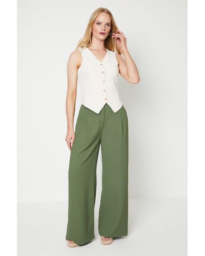 Oasis Tailored Wide Leg Trouser - Green