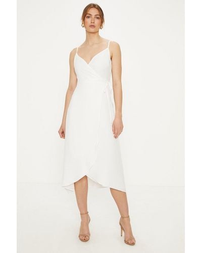 Oasis Strappy Wrap Midi Dress - White