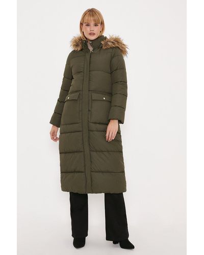 Oasis Extra Warm Longline Puffer Jacket - Green