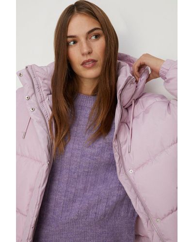 Oasis Petite Zip Through Puffer Coat - Purple