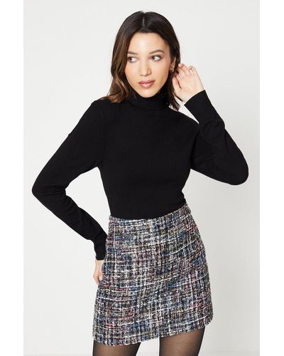 Oasis Tweed Pelmet Short Skirt - Black