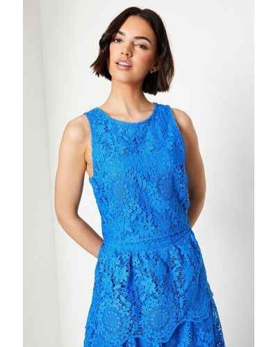 Oasis Lace Sleeveless Co-ord Top - Blue