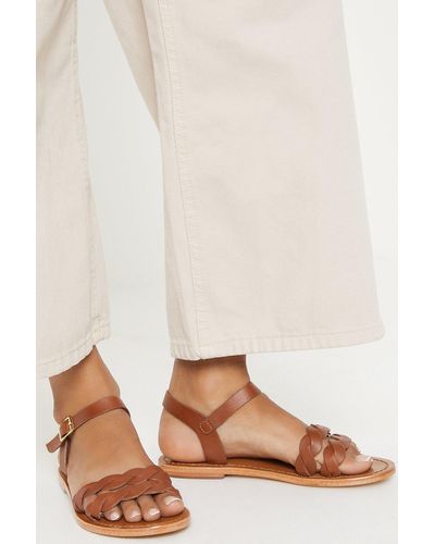 Oasis Isobel Leather Twist Flat Sandals - Brown