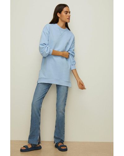 Oasis Essential Tunic Sweat With Side Zips - Blue