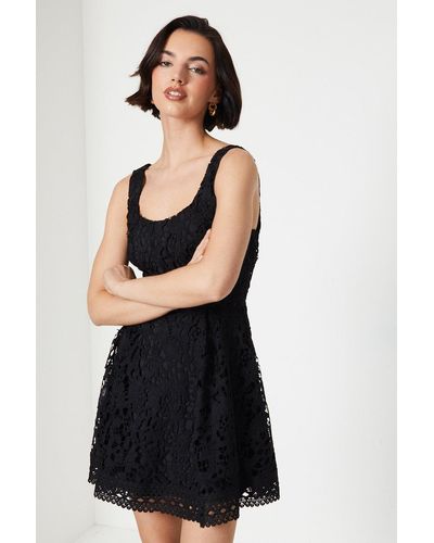 Oasis Occasion Lace Strappy Tiered Mini Dress - Black