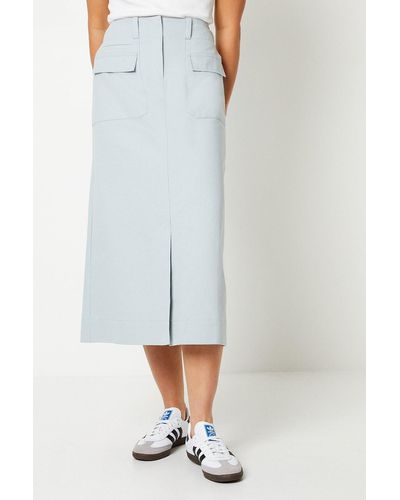 Oasis Twill Pocket Midi Skirt - Blue