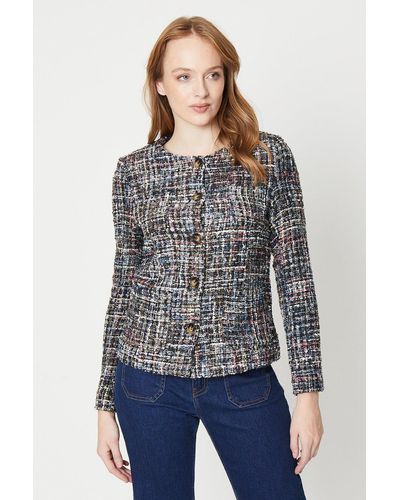 Oasis Tweed Button Through Jacket - Multicolour