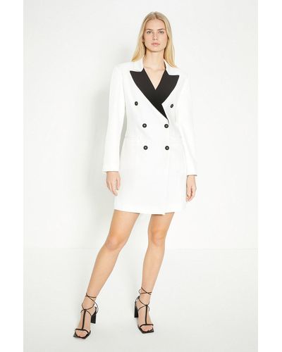 Oasis Petite Mono Contrast Blazer Dress - White