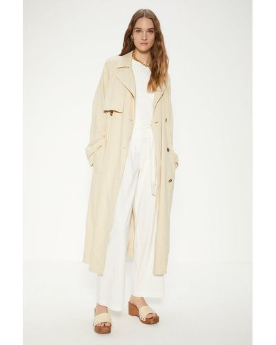 Oasis Linen Mix Trench Coat - Natural