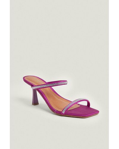 Oasis Diamante Detail Heeled Sandal - Pink