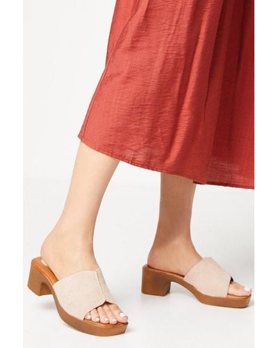 Oasis Gretta Medium Block Heel Platform Mule Sandals - Red