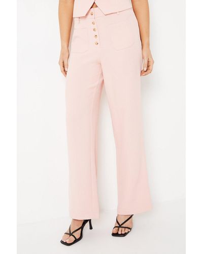 Oasis Button Front Patch Pocket Trouser - Pink