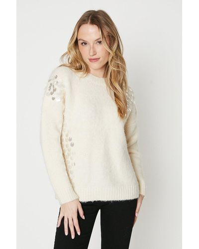 Oasis Sequin Detail Cosy Jumper - White