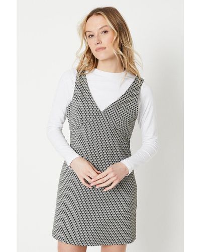 Oasis Geo Jaquard Mini Dress - Grey