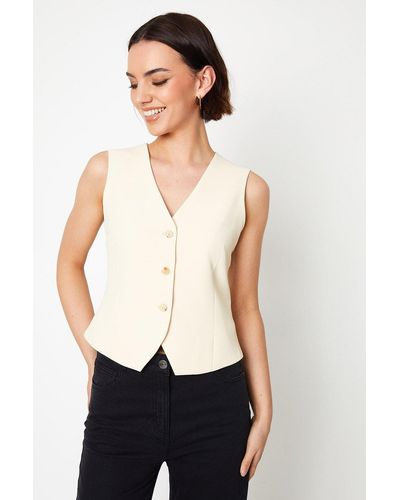 Oasis Button Front Relaxed Waistcoat - White