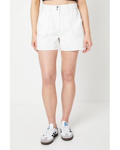Oasis Twill Contrast Stitch Shorts - White