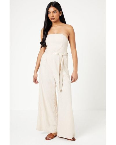 Oasis Petite Belted Wide Leg Jumpsuit - White